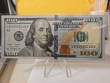  banconota 100 dollari 2009 numero di serie fantasia molto basso 00000145 banconota