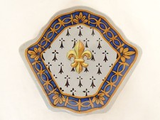 Coppa Piatto Ceramica Quimper Porquier-Beau Fiori Di Giglio Araldico XX Secolo