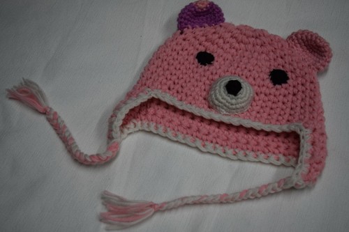 Cappello forma orso rosa - cappello,