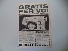 advertising Pubblicità 1962 MACCHINA PER CUCIRE BORLETTI 1102