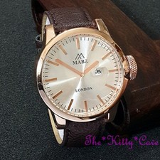 Classico Elegante Marrone Pelle Argento Quadrante Orologio Rame Acciaio con Data