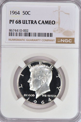 1964 kennedy half dollar proof - half,