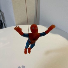 Spider-Man burattino figura rosso e blu etichetta di plastica vintage