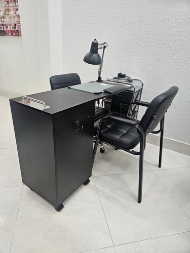 Black wheeled manicure table - black,