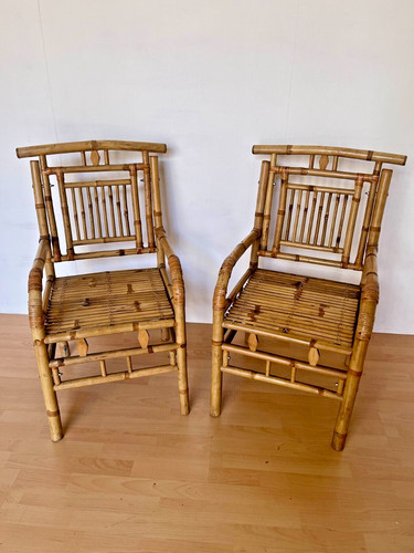 Coppia sedie bamboo stile - sedie,
