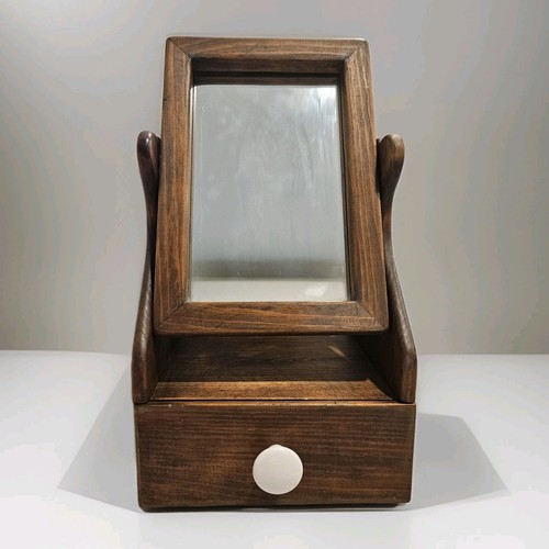 Vtg walnut tilt shaving - walnut, mirror