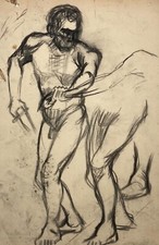 Disegno carbone nudo uomo con - uomo,