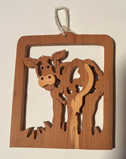 Ornamento mucca in legno