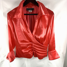 Camicia da sera JESSICA HOWARD donna incrociata colore corallo lucida tg. 12