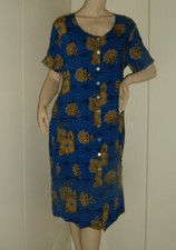 ABITO BLU IN FANTASIA FLOREALE ORO TAGLIA XXL-XXXL TAGLIE FORTI LEGGI LE MISURE