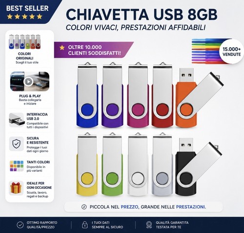 Chiavetta usb 8gb - 8gb, pezzi)