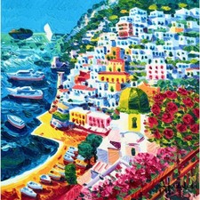 ATHOS FACCINCANI 40x40 serigrafia su cartone " Un sogno a Positano "