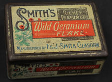 Rare Early 1900's F & J Smith Glasgow Wild Geranium Flake Cigarettes Tobacco Tin