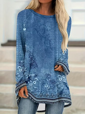 T-SHIRT TOP BLUSA TUNICA BLU
