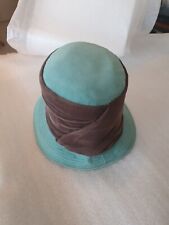 Cappello Vintage Anni 50-60 in velluto colore azzurro acqua trapuntato