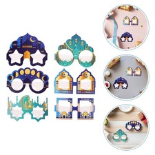  6 pezzi carta Eid Mubarak occhiali decorazione occhiali di carta unici per Eid