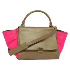 CELINE Borsa a mano trapezio pelle 2 vie beige oro originale bs28306