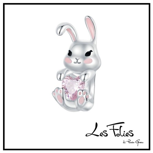 Charm coniglio cuore rosa - charm,