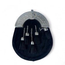 Piatto cromato tradizionale scozzese nero Sporran Highlander kilt sporran