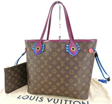 Autentica borsa a tracolla LOUIS VUITTON Neverfull Purple Totem MM Monogram...