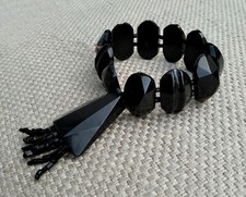 Bracciale antico giaietto nero antique Victorian black jet mourning bracelet