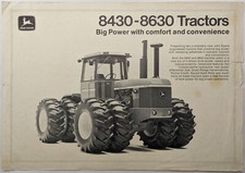 Brochure trattore originale John Deere 8430 & 8630 / foglio specifiche, c 1976