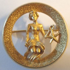 Vintage Costume Jewelry Bigiiotteria Americana Trifari Crown Pin  Virgo  Vergine