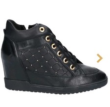 Geox Respira Carum C Nappa Geobuck Black Wedge C9999 8 US Retail $189