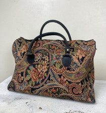 Borsa arazzo vintage nera floreale borsa weekend Holdall Mary Poppins borsa tappeto
