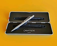 Rara Caran D'Ache 849 Penna a Sfera - Meccanismo Pressione- Metallo Grigio Nr.30