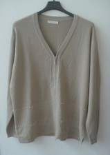 MAGLIA BEIGE CON FILI BRILLANTI PERLINE E ZIP _ TAGLIA  XL/XXL