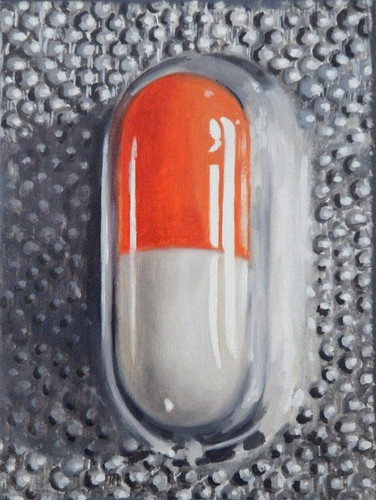 Capsula pillola dipinto olio