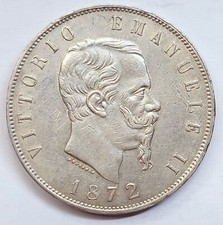 Milano Regno d'Italia 5 lire 1872 SPL+ Vittorio Emanuele II