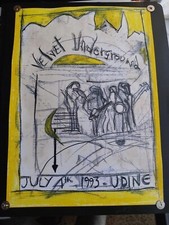 VELLUTO UNDERGROUND UDINE ITALIA 1993 RIUNIONE CONCERTO POSTER VOLANTINO ARTE TECNICA MISTA