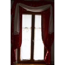 COPPIA TENDE  CON MANTOVANA E FERMATENDE rosso-bordeaux alt. 265 cm