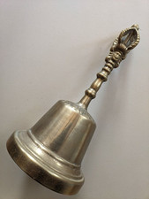 CAMPANELLO VINTAGE OTTONE CORONA VISO STILE ETNICO ANTICO OTTIMO STATO GRANDE 