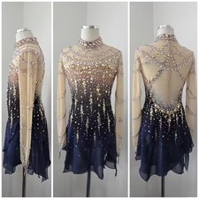 vestito competizione pattinaggio figura ghiaccio ginnastica costume danza vestito tintura