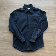 Camicia da lavoro Tellason giapponese twill cotone con bottoni nera made in USA taglia S