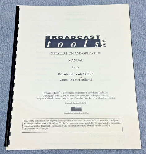 Broadcast tools 5 console - broadcast, tools...cc-5