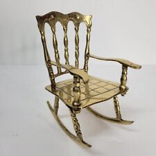 Sedia a dondolo ottone massiccio decorazione tavolo tono oro 6" x 4" vintage nucleo nonna