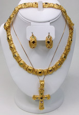 Set gioielli etruschi in argento sterling oro 18 carati con pietra preziosa Vermeil nuovo con scatola