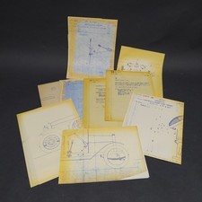 Lotto di 7 copie eliografiche di vetture Alfa Romeo anni '30, 2 lettere anni '60