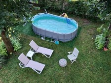 Bestway Power Steel Piscina Ovale con Struttura Metallica 427x250x100cm - Grigio