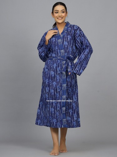 Robe gown blu - blu, polka