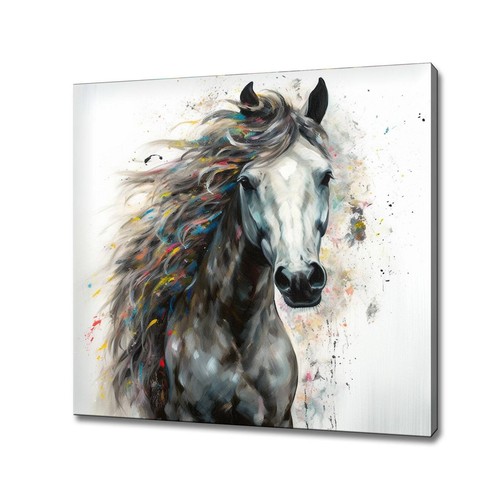 Quadro astratto bianco cavallo