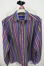 Camicia Etro Tg 41 100% Cotone Colorato Scuro Blue Label Ottime Condizioni