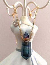 Collana Porta Profumo Fluorite Blu, Verde E Viola 