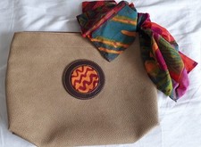 Borsa pochette originale NANNINI  beige naturale con foulard colorato removibile