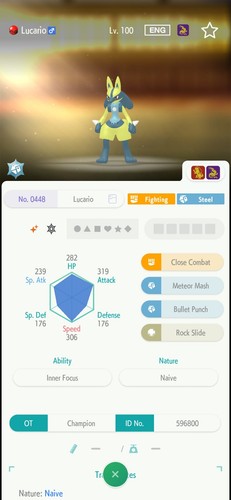 Lucario 6iv shiny pronto - lucario,