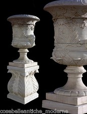 Grande Vaso Marmo Bianco Arredo Esterni Giardino Old DESIGN Marble Vase H.170cm